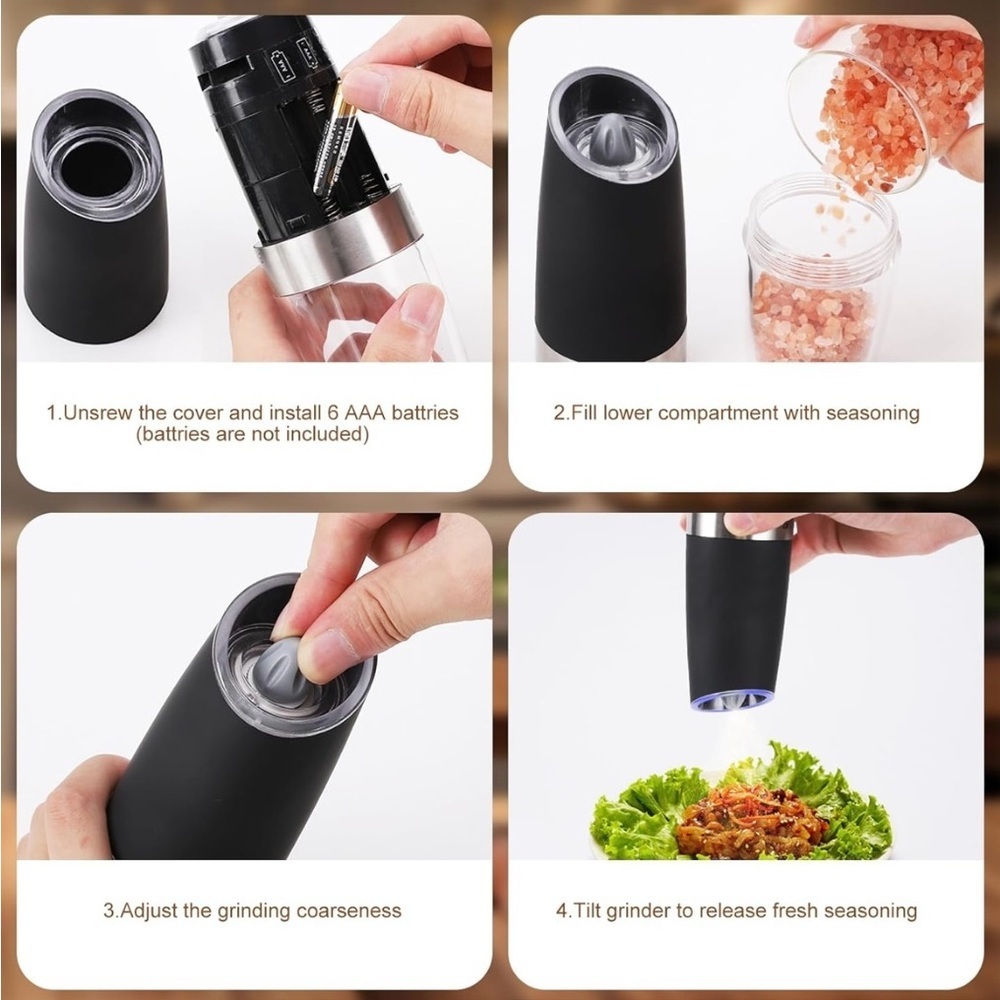 *NEW* Gravity Electric Salt and Pepper Mill Shaker Set - Picture 9 of 11